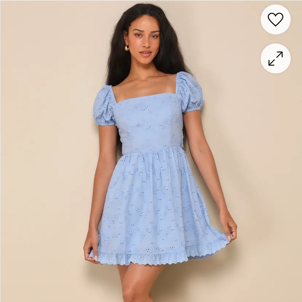 Lulu's Light Blue Puff Sleeve Dress